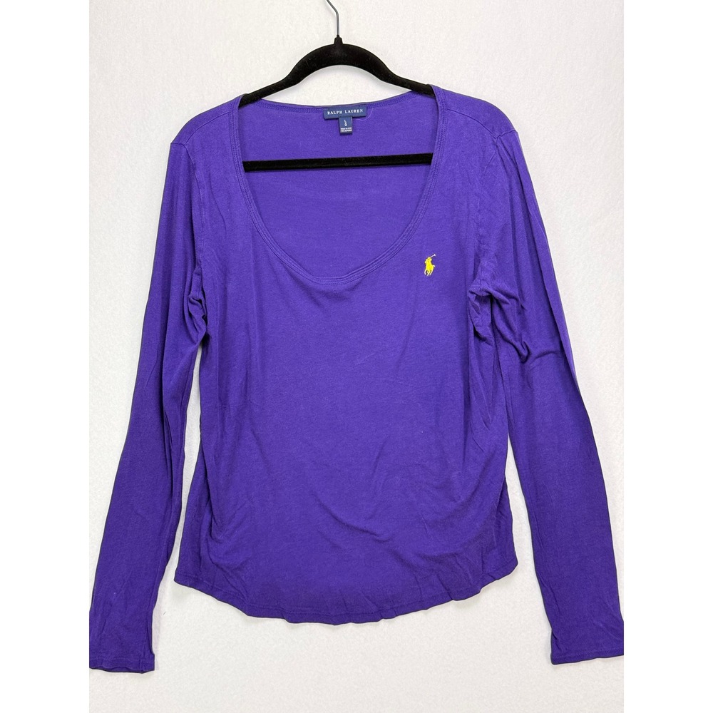 Ralph Lauren Long Sleeve Scoop Neck Tee L Purple Preppy Classic Layering